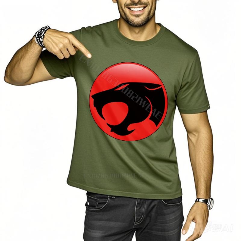Unisex teeshirt Summer Streetwear Tshirts Red Circle With Panther Daily Wear Cotton Tshirt Trendy Brand Fashion Tshirt
