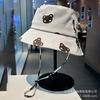 Bear printed quick-drying fisherman's hat Children's outdoor leisure versatile sunshade and sun protection Double-sided flat-top basin hat