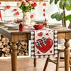 Red Heart Buffalo Plaid Valentine's Day Placemats Table Runner Seasonal Bow Tie Table Mats for Party Kitchen Dining Decoration