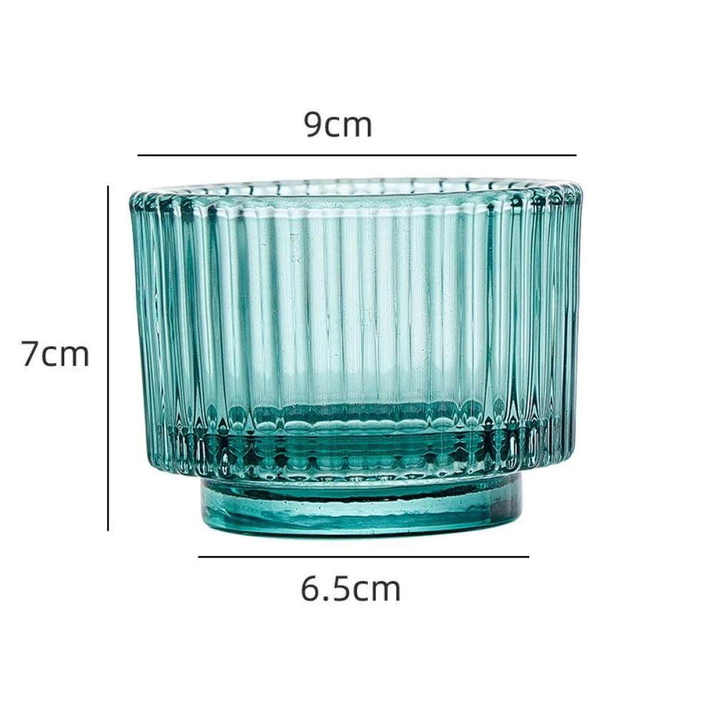 Современный скандинавский стеклянный подсвечник с прозрачной чашей для свечи с вертикальными полосками для центральных элементов, украшения стола для свадьбы, дня рождения