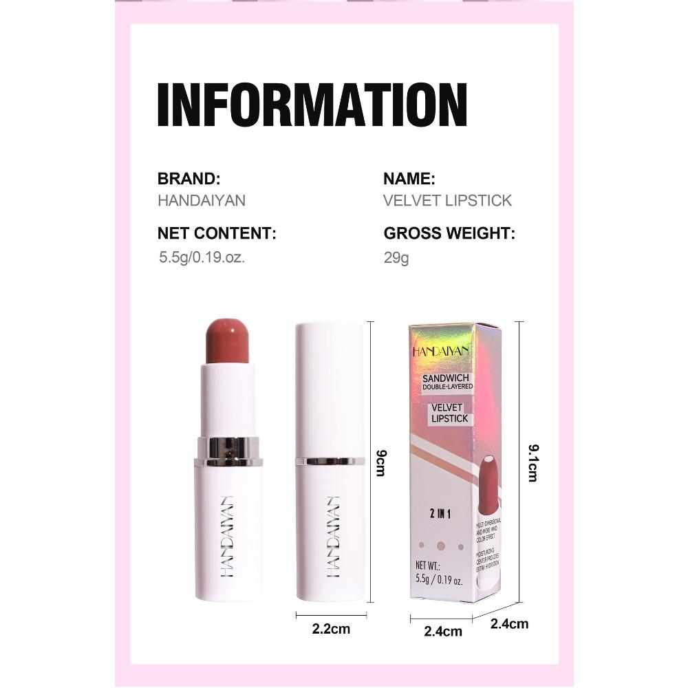 HANDAIYAN Lipstick Lippenstift, Twa-in-ien, Hert-LIP, Reade Froulike Matte Hydraterend En Hydraterend Is Net Maklik Te Ferklearjen