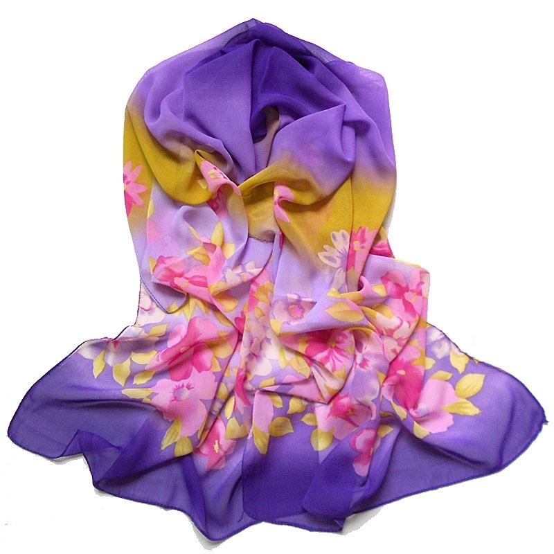 Silk Scarf For Women In Summer Fashionable Shawl Thin And Versatile Spring And Autumn Sand Scarf Long Chiffon Small Strip Scarf