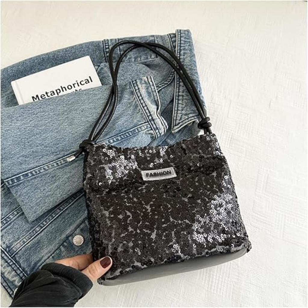 Tote Bag for Women, Sequin Handbag, Adjustable Shoulder Strap, Crossbody Bag for Wedding, Prom, Parties, Travel