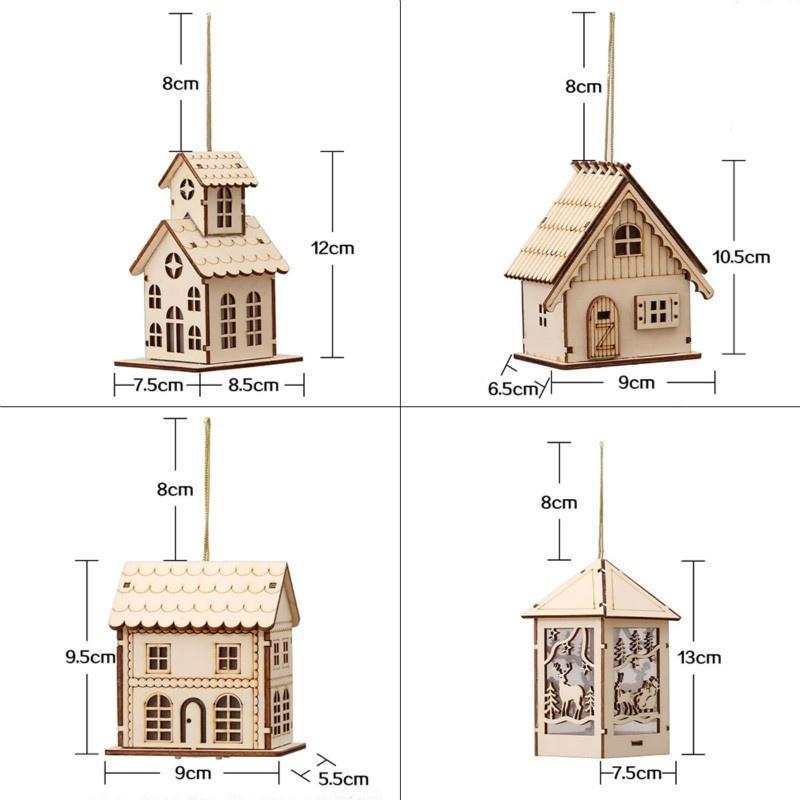 Маленький деревянный домик настольная лампа рождественская елка подвесные украшения праздничное украшение рождественские подвески светодиодная лампа