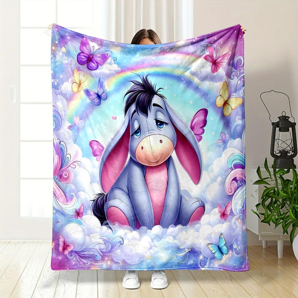 1PC Pooh Bear Eeyore Printed Blanket - Ultra Soft & Cozy Gift for Mom and Daughter Present, Lightweight for Bed, Couch & Travel