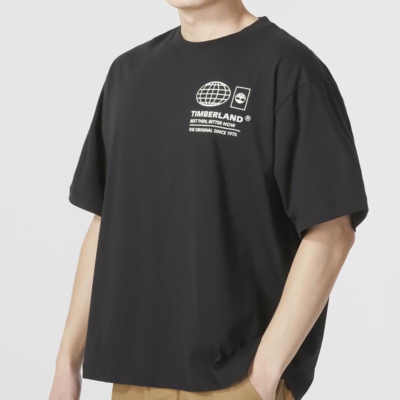 Timberland Футболка с коротким рукавом и графическим принтом в виде букв, унисекс, черный цвет A6QHD001
