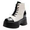 11cm Microfiber Women Mid Calf Motorcycle Booties Platform Wedge Super Thick Spring Autumn Winter Fashion Shoes