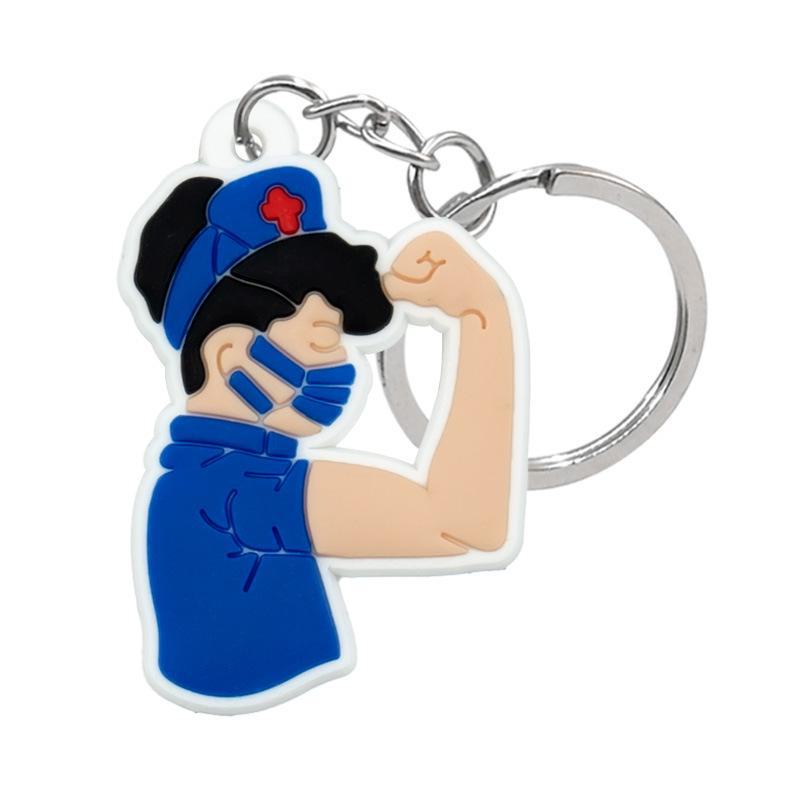 Medical Series Cartoon Animation PVC Keychain or Backpack Pendant with Customizable Logo.