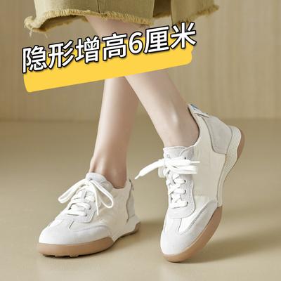 Балетная серия из свиной кожи~ кожаные женские повседневные спортивные белые туфли на внутренней платформе