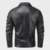 Мужская городская кожаная куртка для мотоциклистов - модное пальто с лацканами высокого качества