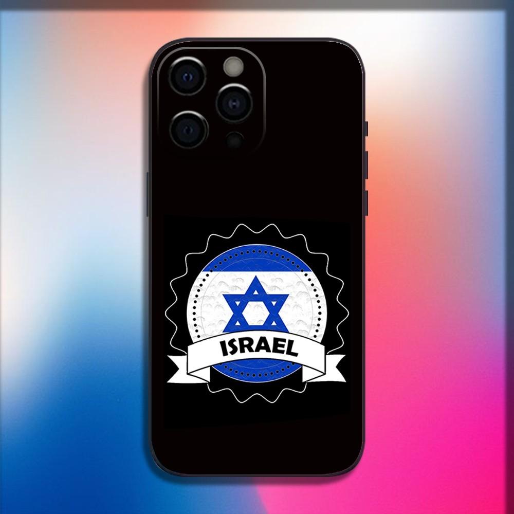 Чехол для телефона с эмблемой флага Израиля для iPhone 16,15,14,13,12,11,Pro,X,XS,Max,XR,Plus,Mini Мягкий черный чехол