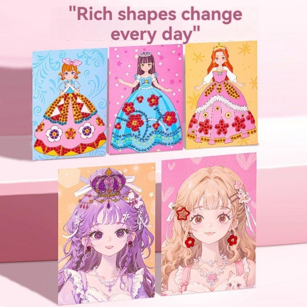 Алмазная бумага Искусство Ремесло Наборы Наклейка Книга Наряжалки Принцессы Новый Набор для Макияжа Принцессы Сделай Сам Дети