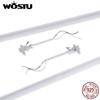 WOSTU 100% 925 Sterling Silver Flying Butterflies Drop Earrings Long CZ Butterfly Dangle Earrings For Women Jewelry