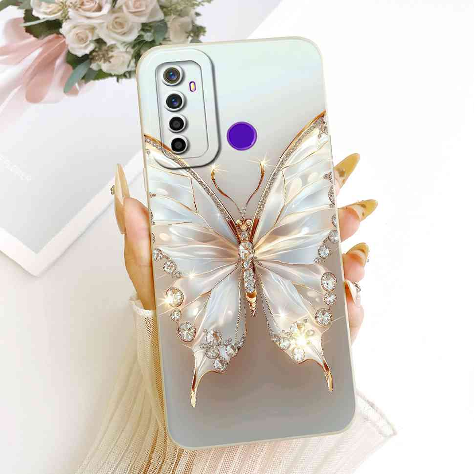 Для Oppo Realme 5 Чехол Мягкий Силикон Стильный Бабочка Чехлы для Телефона Для Realme 5 Realme5 RMX1911 RMX1919 Чехол Защитный Бампер