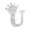 Crown 26 Initial Letters A To Z   Brooch Pins Women
