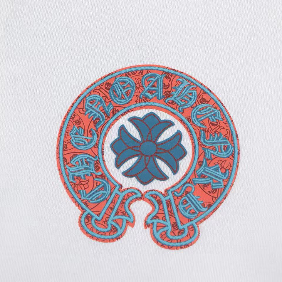 W369 CHROME HEARTS 2025 Летняя Новинка Высококачественный Хлопок Круглый Вырез Свободный Большой Размер Мужская и Женская Футболка Парная Футболка