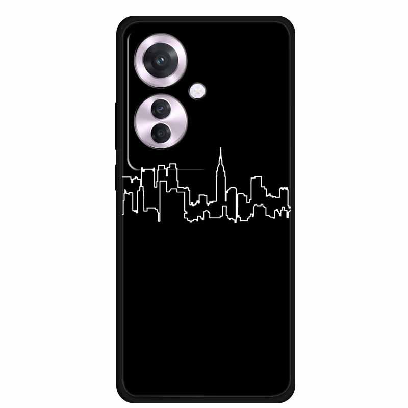 Черный мягкий чехол из ТПУ для Reno 11F F25 Pro 5G, простой дизайн с линиями