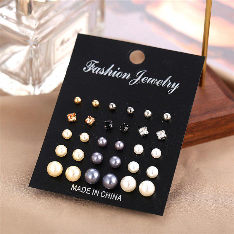 Small Simulation Pearl Earrings Set Women Korean Fashion Color Bead Stud Earring Jewelry