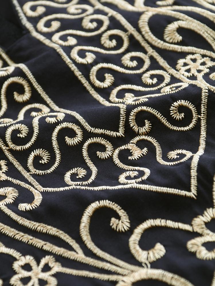 EDOLYNSA Черный кафтан с вышивкой больших размеров, летнее длинное пляжное платье, женская домашняя одежда, купальный костюм, свободный кафтан