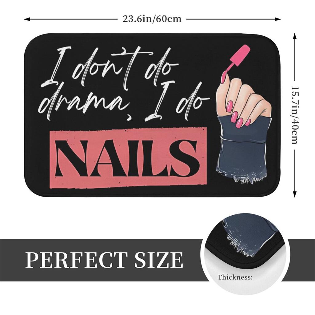 1pc "I don't act, I only do nails" polyester doormat, non-slip welcome mat for living room bedroom machine washable, rectangular