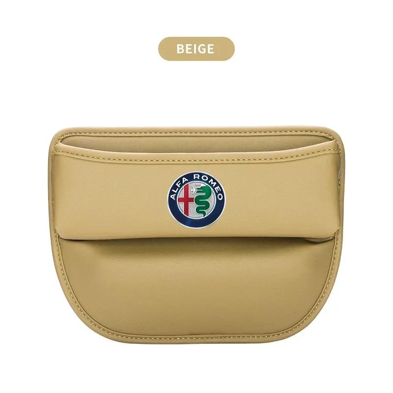 Car Sticker For Alfa Romeo 159 147 Car Seat Gap Organizer Storage Box Leather Crevice Side Storage Pocket For Alfa Romeo 4C 159 abc012
