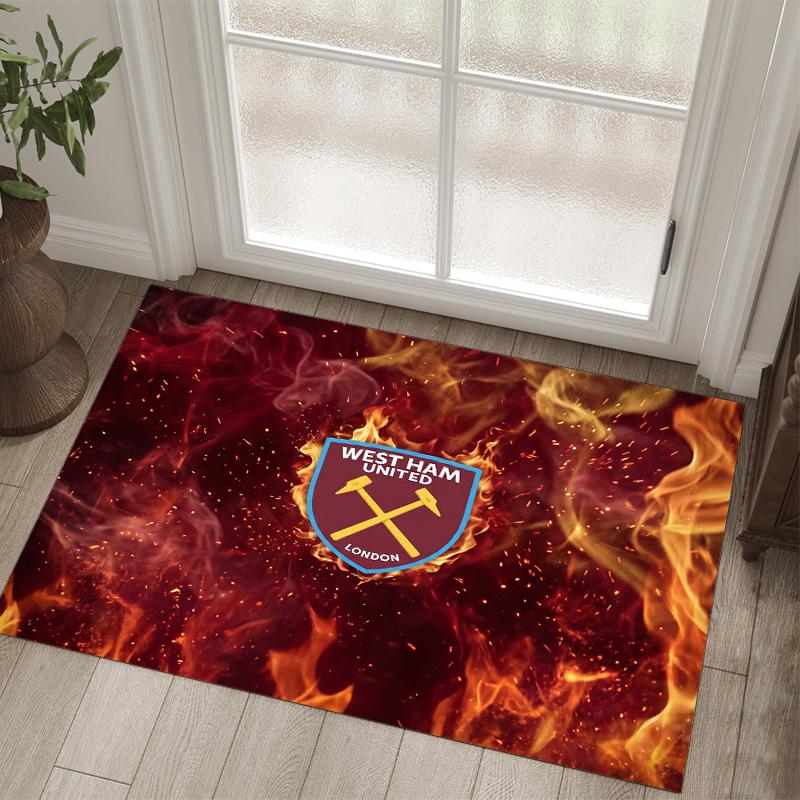 West Ham United Football Design Crystal Velvet Carpet Cozy Non?Slip Printed Rug For Bedroom Living Room Entrance