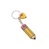 Creative Cartoon Pencil Keychains Wooden Colorful Pencil Heart-shaped Tag Keychains Present for Students Teachers