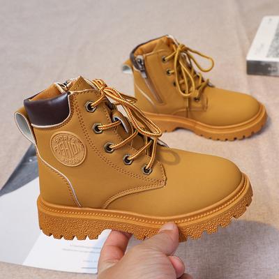 Весенне-осенние детские ботинки Мартин, ботинки для мальчиков, нескользящие одинарные туфли для девочек, осенне-зимние утепленные флисом зимние ботинки