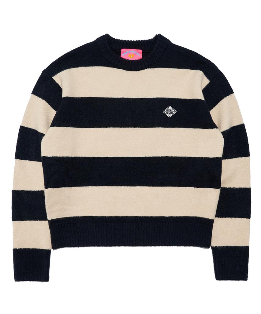 COMONINOZ Stripe Crew Neck Knit [4 Color]
