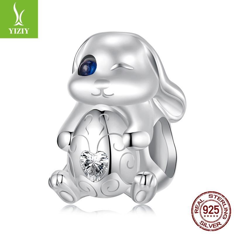 Пасхальный кролик, серия яиц, сделай сам, браслет из бусин, детский, забавный, аксессуары из серебряных бусин 925 пробы