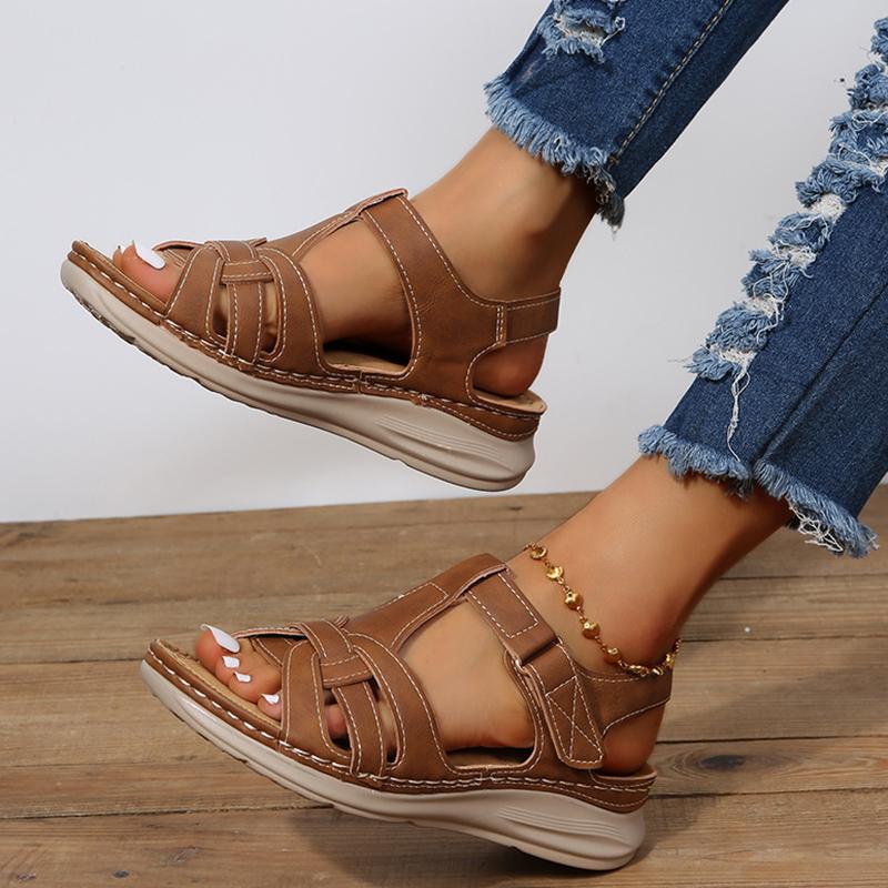 Летние сандалии больших размеров, женские нескользящие пляжные туфли на среднем каблуке с открытым носком, женские удобные легкие сандалии на платформе, Sandalias Mujer