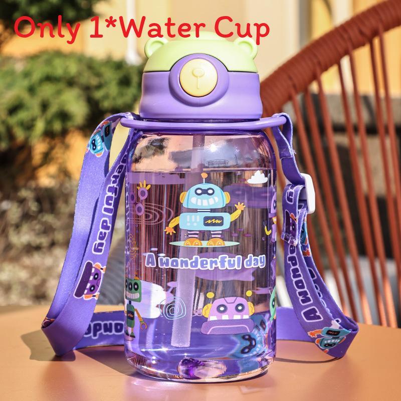 Cartoon Childrens Water Bottle With Carry Strap Made Of Pc For Kids Gift