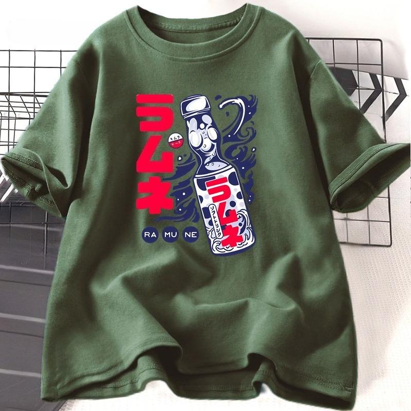 Ramune Japanese Soda Drink Tshirt Unisex WOMEN Cotton Round Neck Graphic T Shirts Casual Summer Loose T Shirt Fashion Clothes