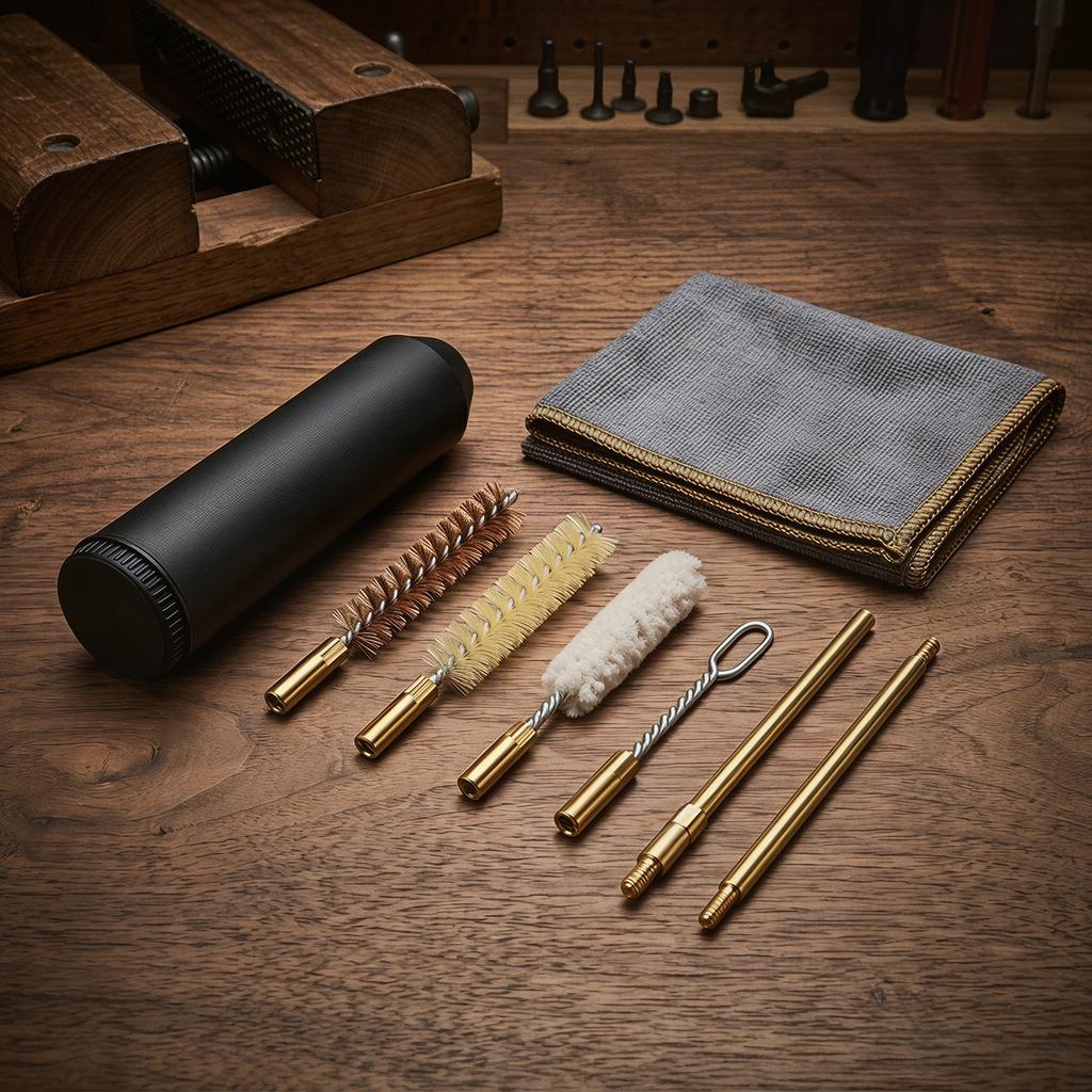 7 Pcs Pocket Size Cleaning Kit with Detachable Brass Rod Hand Gun Rod Brush Lightweight for Outdoors Indoors Adults Cleaning Use