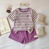 Boys' And Girls' Casual Cotton Short-sleeved T-shirts For Summer, Cute Striped Children's T-shirts