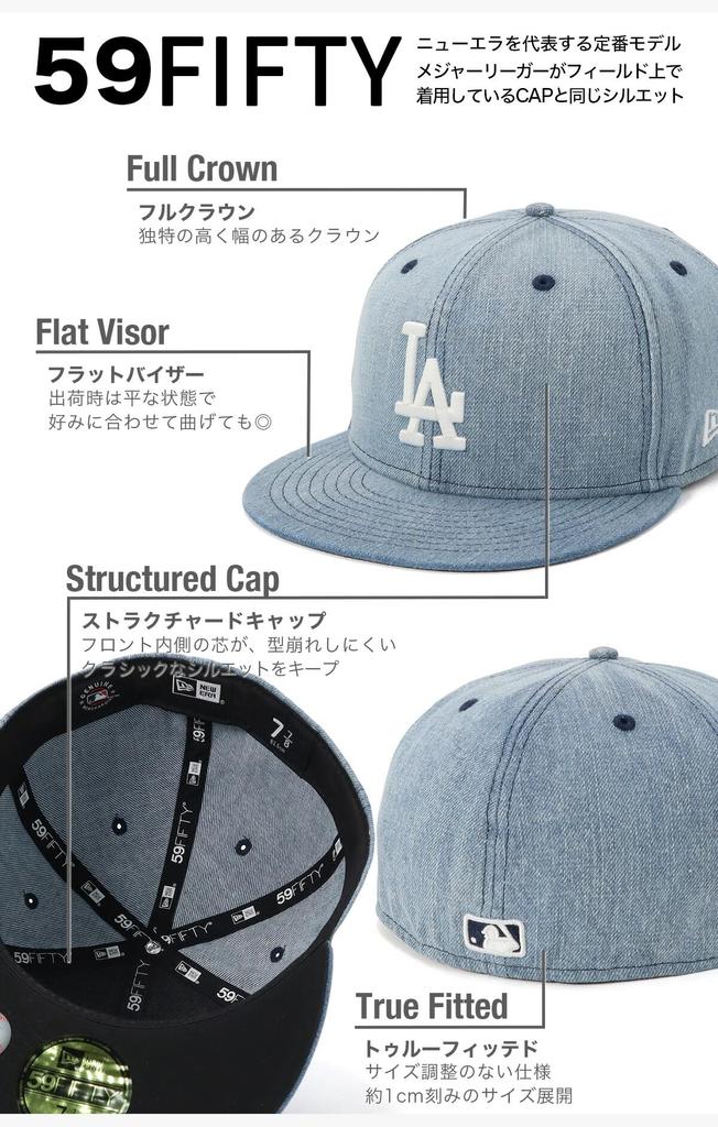NEW ERA Cap MLB Los Angeles Dodgers Washed Denim Flat Visor 8 5950 LOSDOD WASDEN WHI 25J