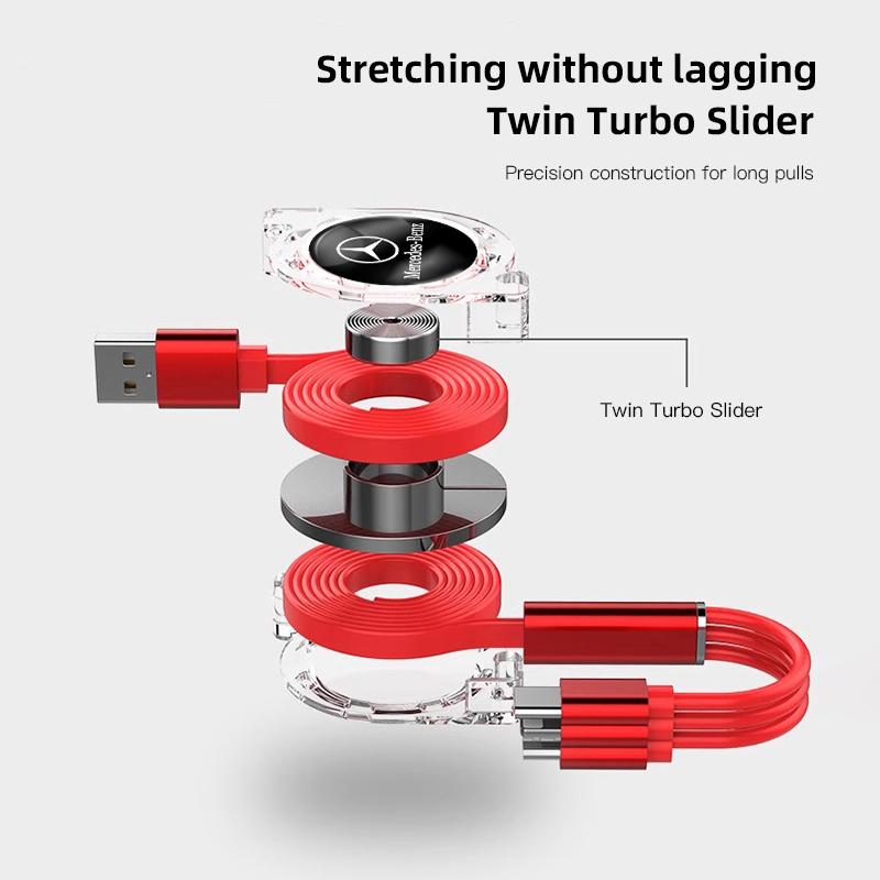 VRN2 Автомобильный Быстрозарядный 3-в-1 Кабель для передачи данных Micro USB Type-C Для Mercedes Benz AMG W204 W205 W203 W211 W212 W213 W201 W210 W124 W126