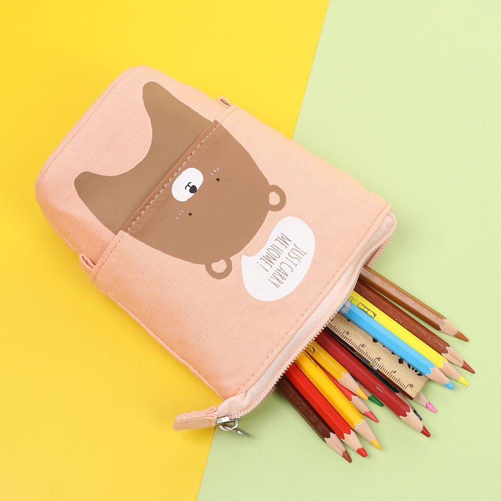 Fashion School Supplies Stationery Pencil Case Makeup Pouch Zipper Storage Box Flexible Pen Bag