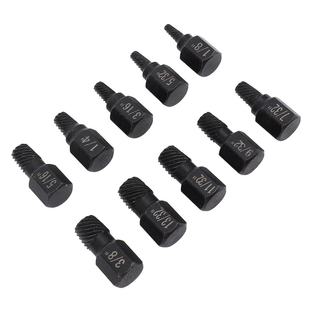 Набор из 10 штук для извлечения поврежденных винтов из хром-ванаридной стали, от 1/8 до 13/32 дюймов, шестигранный экстрактор болтов для телекоммуникаций