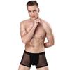 Men Boxer Underwear Mid-rise Perspective Mesh Yarn Sexy Shorts Panties Solid Color Hollow Panties Daily Wear