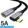 5A Type C Male Female 90 Angle Cable USB C Extension Cable Fast Charging USB Type C 3.1 PD100W Quick Charge With Corner Cables