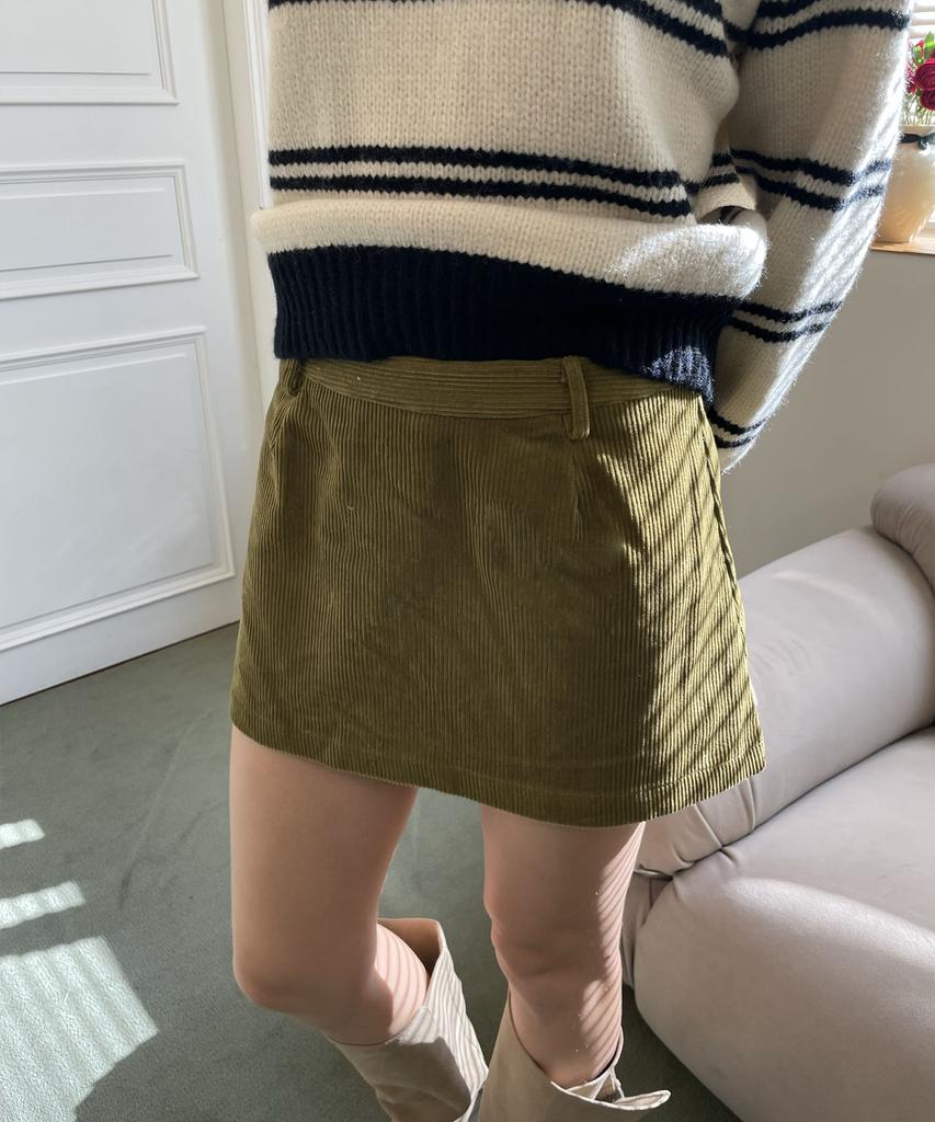 Delaidy Florence Corduroy Mini Skirt (Khaki)