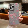 For iPhone 16 15 Pro Max 14 Pro 13 12 11 Case Bowknot Floral Print Slim TPU Leather Texture Soft Matte Shockproof Phone Cover