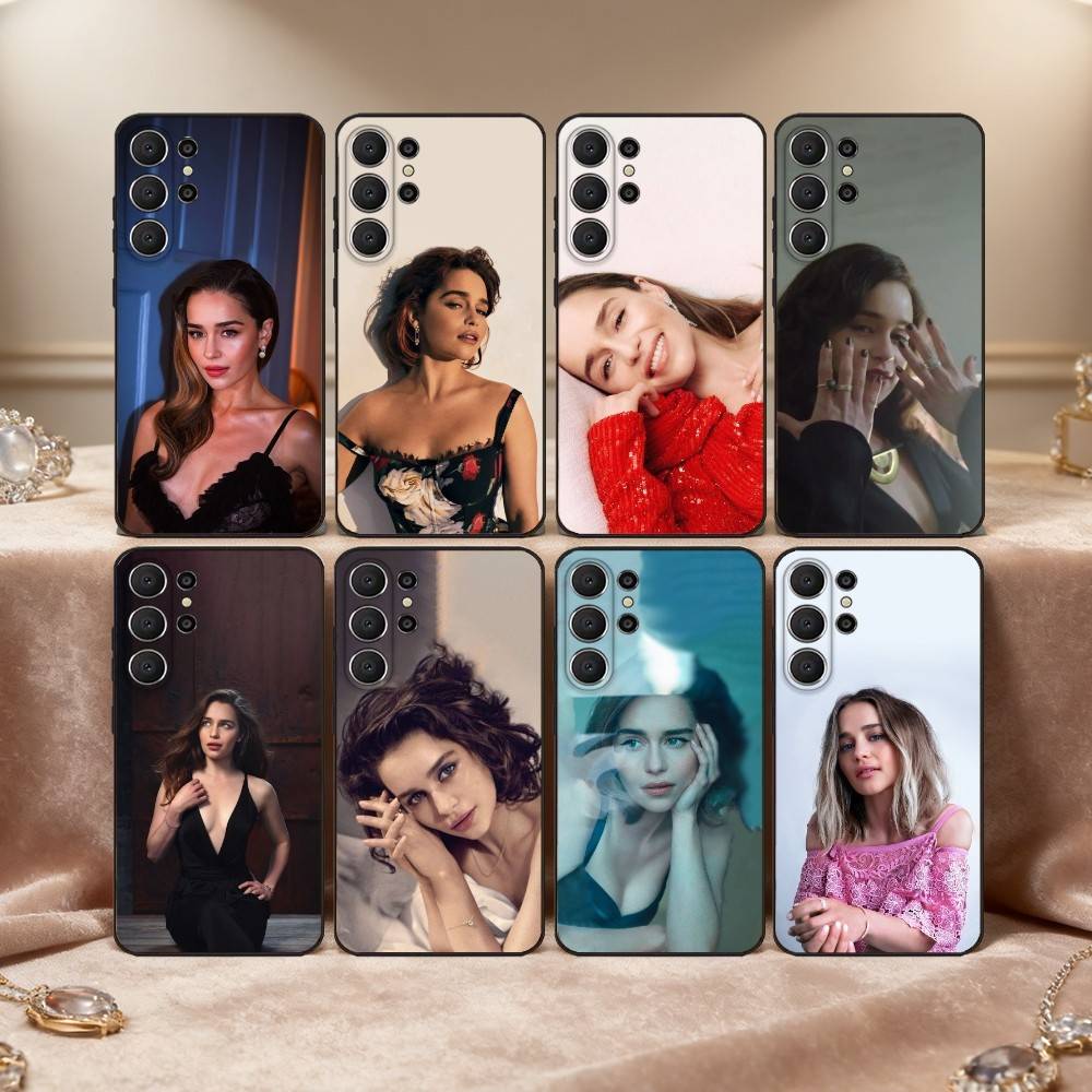 Чехол для телефона с актрисой Эмилией Кларк для Samsung S26, S25, 24, 23, 22, 30, 21, 10, 9, Ultra, Plus, Lite, Черный Мягкий Чехол