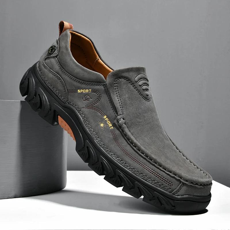 New Men Shoes Luxury Brand Mens Loafers Genuine Leather Man Casual Footwear Non-slip Hiking Shoes Male High Quality Driving Shoe