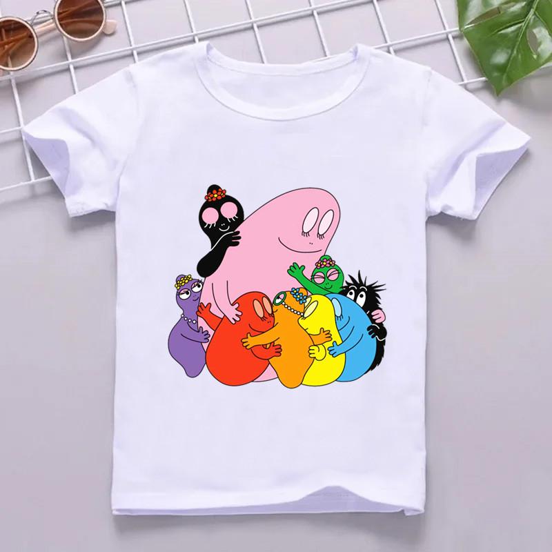 Hot Sale Cute Barbapapa Print Cartoon Kids T shirt Funny Girls Summer Tops Baby Boys Clothes Children Short Sleeve T-shirt