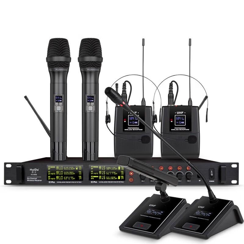 HuiDu HD-806 Профессиональная 6-канальная UHF беспроводная микрофонная система (Китайская версия)
