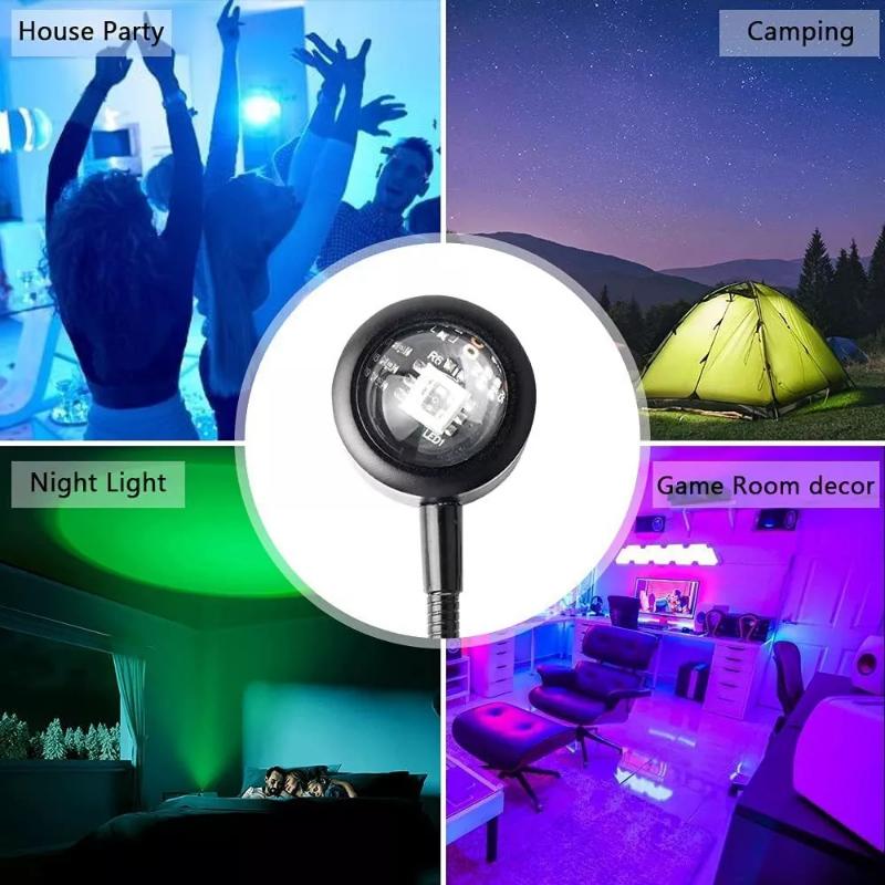 USB LED Sunset Lamp Night Light Projector Photography Wall Atmosphere Neon Lights for Christmas Party Bedroom Living Room Decor