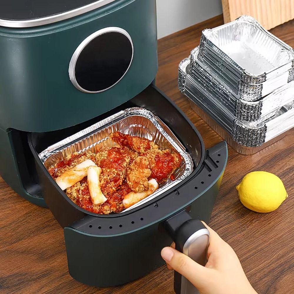 30Pcs Non-stick Aluminum Foil Box Reusable Square Baking Pan  Cooking Supplies