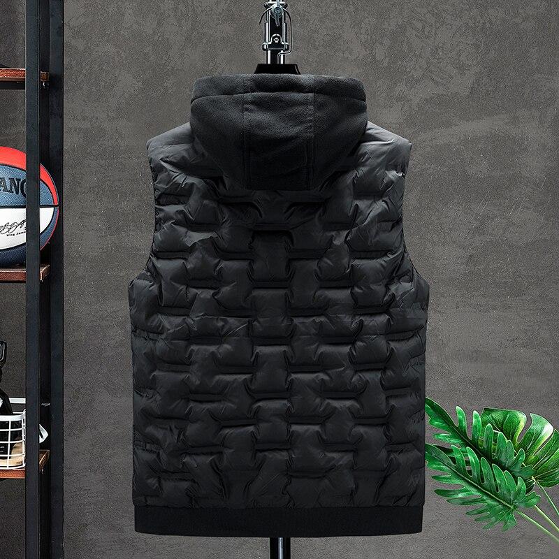 2021Down Vest Men Casual Waistcoat Sleeveless Jackets Men Hooded Vest